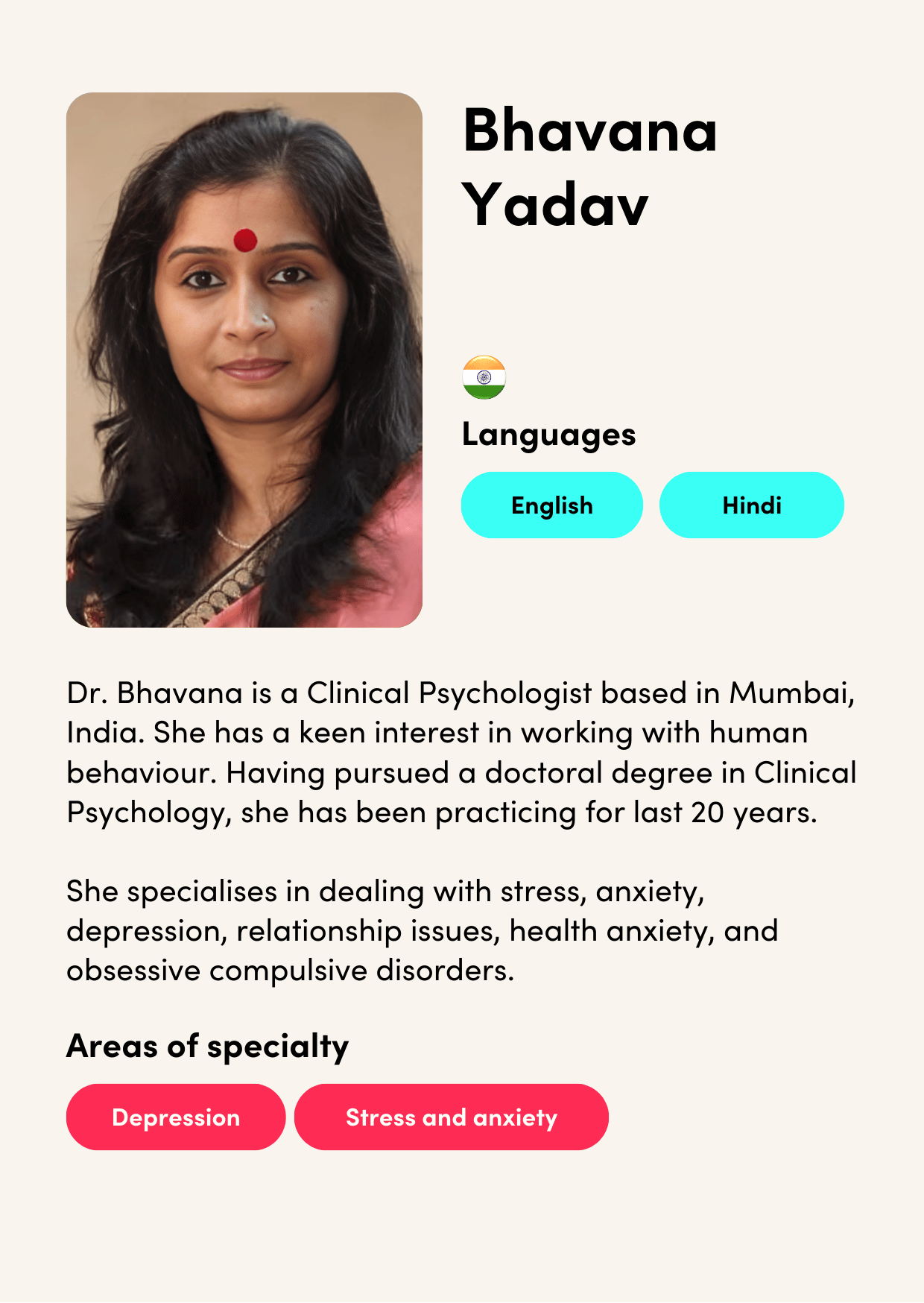 T&S Microsite Clinician Profile - Dr Bhavana